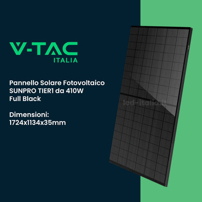 KIT Fotovoltaico Trifase 10kW con Inverter Ibrido, 24 Moduli SUNPRO TIER1 410W Full Black con Accmulo LFP 20kWh - Energia Libera Shop - V-TAC -